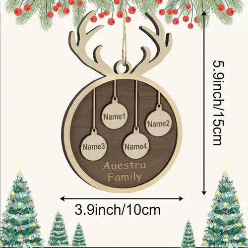 Miniatura 3 de Adornos de Navidad personalizados, familia de 1 nombre, adornos de Navidad de madera personalizados, decoración personalizada, decoración de árbol
