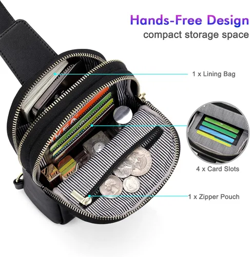 Miniatura 3 de nuoku Bolso bandolera para mujer - Pequeña cartera RFID y bolsa para teléfono celular