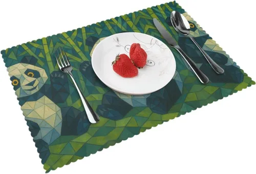 Miniatura 13 de Rectangular Placemats Set of 4, Heat Resistant Crystal Giant Flower Printed Kitchen Dining Table Mats