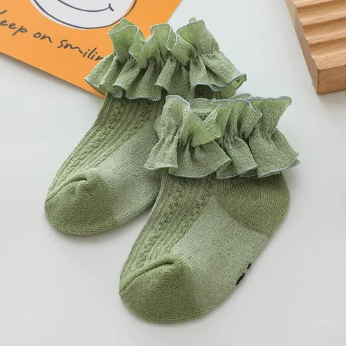 Miniatura 4 de Calcetines de princesa para recién nacidos, con volantes de encaje, para niñas pequeñas