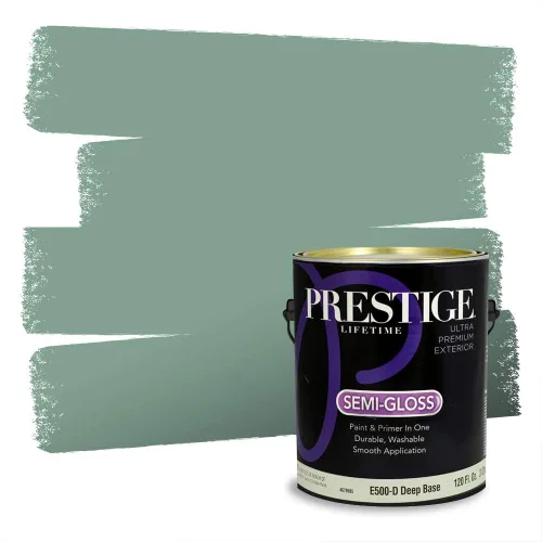 Miniatura 22 de Prestige Paints - Pintura exterior e imprimación en uno, 1 galón, plano, compatibilidad comparable con el color menta «Whipped Mint» de Behr