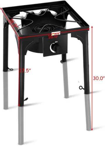 Miniatura 5 de GYMAX Estufa de campamento, estufa de propano de un solo quemador con patas ajustables, salida de 100,000 BTU, regulador de 20 PSI y certificación