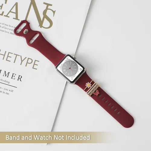 Miniatura 8 de ALMNVO Bling Charms de diamante para correas de Apple Watch, Charms de 46 mm, 45 mm, 44 mm, 42 mm, 41 mm, 40 mm, 38 mm, 49 mm, anillos decorativos