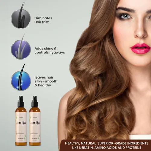 Miniatura 3 de damila Acondicionador de queratina sin enjuague para cabello fino, seco, dañado y rizado, desenreda y protege contra el calor, extiende tu