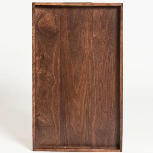 Bandeja Otomana de Madera de 20"x12" con Mango FSC Natural Hecha a Mano Rectangular de Nogal Negro Bandeja de Servir Platones Decorativos Vintage