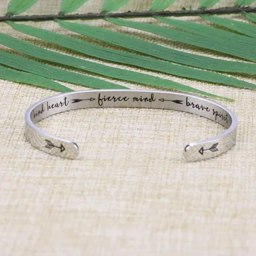 Miniatura 5 de JoycuFF Pulseras de acero inoxidable para mujer, con frase inspiradoramantra (en inglés) oculta, un regalo para mostrarle tu apoyo a tus amigas