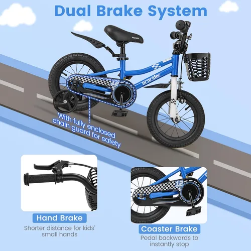 Miniatura 3 de COSTWAY Bicicleta para niños, 12, 14, 16, 18 pulgadas, para niños y niñas de 3 a 8 años, bicicleta para niños con ruedas de entrenamiento
