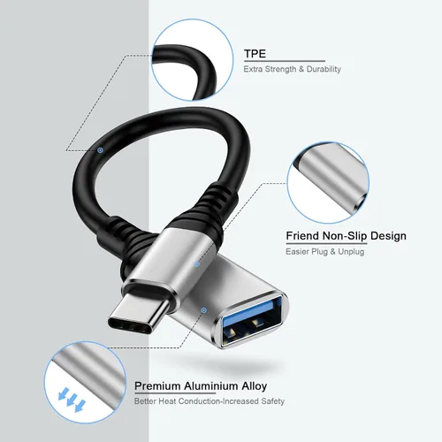 Miniatura 7 de Adaptador USB C a USB 3.0 de 5 Gbps OTG tipo C macho a USB A hembra adaptador para Samsung Galaxy A17/A16/A15/S26 Ultra/S25 FE/S24 Ultra/Z