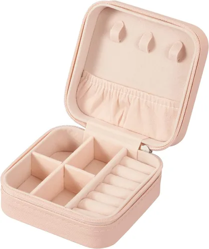 LETURE Joyero pequeño de piel sintética, estuche portátil de viaje para anillos, colgantes, aretes, collares, organizador de pulseras, cajas de