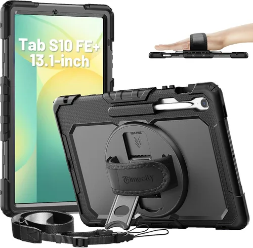 Miniatura 27 de Timecity - Funda protectora resistente para Samsung Galaxy Tab S10 Lite, S10 FE, S9 FE 5G, S9, 10.9 y 11 pulgadas, con protector de pantalla, Negro
