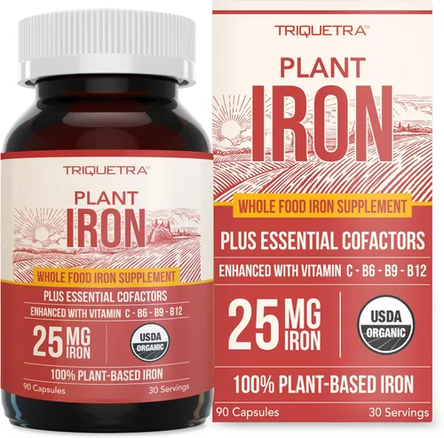Suplemento de hierro orgánico | Minerales de alimentos integrales y cofactores, 25 mg elementales | Absorción mejorada más vitaminas para la salud