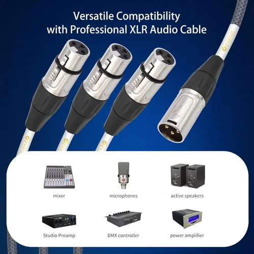 Miniatura 4 de Devianl XLR y Splitter - Cable divisor XLR y 2 hembra a 1 macho, equilibrado de doble hembra a macho, adaptador de cable de micrófono combinador, 2