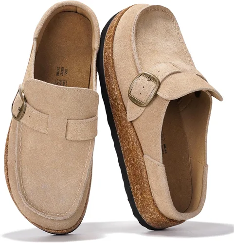 Miniatura 12 de Project Cloud – Zuecos estilo mocasín para mujer de cuero 100% auténtico, con espuma viscoelástica, resistentes al agua, tipo slip-on