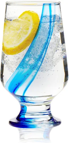 Libbey Blue Ribbon - Juego de 8 copas de agua duraderas inspiradas en artesanías, vasos de agua transparentes con tallo para exhibir refrescos,
