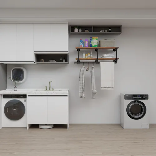 Miniatura 4 de Perchero montado en la pared de 12 pulgadas de profundidad, 42 pulgadas resistente con estante de madera de nogal real, barra de colgar multiusos