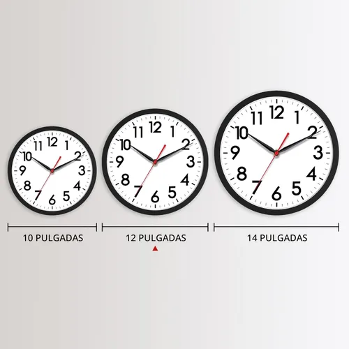 Miniatura 3 de AKCISOT Reloj de pared de 12 pulgadas, silencioso y moderno, funciona con pilas, reloj analógico clásico para oficina, hogar, baño, cocina, A_negro