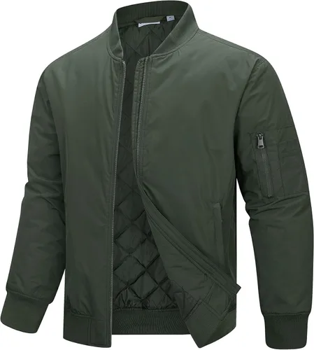 Miniatura 10 de 33,000ft Chaqueta bomber para hombre, impermeable, con cremallera, acolchada, ligera, cálida, casual, primavera, otoño e invierno Negro