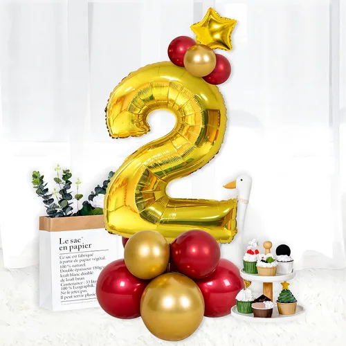 Miniatura 2 de Globos de números dorados de 40 pulgadas, globos de helio de mylar de aluminio con números para cumpleaños, globo número 2 para decoración de Oro
