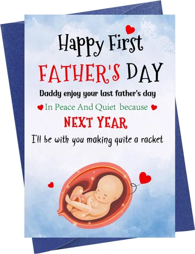 Miniatura 7 de WaaHome Tarjeta del primer día del padre para nuevo papá, de bebé, hija, hijo, divertida tarjeta de regalo para el primer día del padre para primera