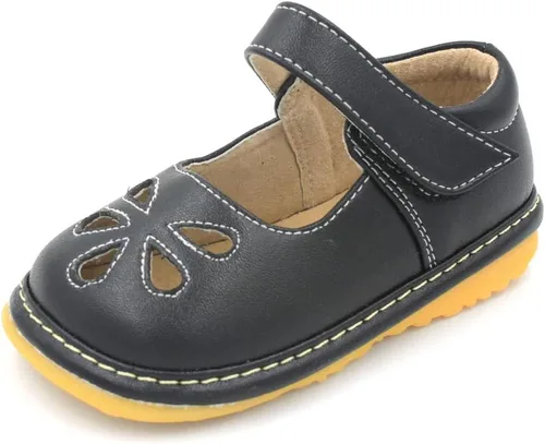 Little Mae's Boutique Mary Jane - Zapatos chirriantes para niñas pequeñas, zapatos ideales para caminar con chirriador extraíble y correa ajustable,