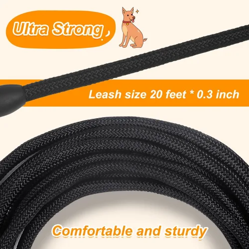 Miniatura 3 de Vivifying Correa larga flotante para perro, correa de entrenamiento para perros de 20 pies, cable de control con mango cómodo para exteriores, Negro