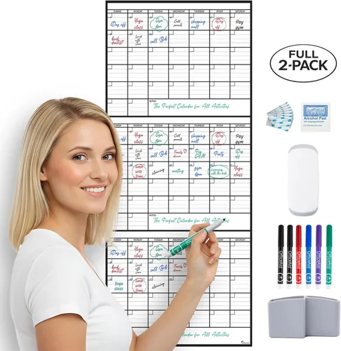 Miniatura 16 de Calendario pequeño de borrado en seco para pared de 17 x 26 pulgadas, mes en blanco para niños, oficina, agenda de aula, planificador mensual