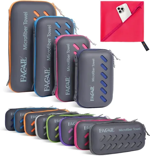 Miniatura 24 de BAGAIL - Toalla de camping con funda de EVA, toalla de viaje de microfibra compacta y ultrasuave, toalla de viaje súper absorbente y ligera de Gris
