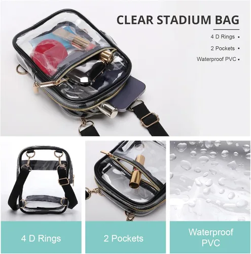 Miniatura 17 de Bolso cruzado aprobado por estadios para mujer, bolsa transparente para estadios para eventos deportivos, conciertos