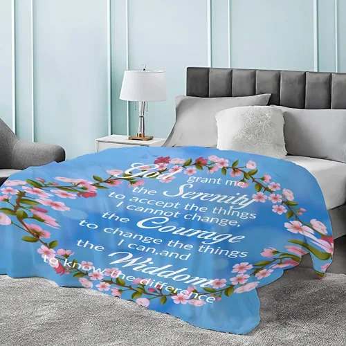 Miniatura 4 de Manta de oración de serenidad, pensamientos inspiradores, manta de flora azul, regalo religioso para mujeres y hombres, mantas de versículo