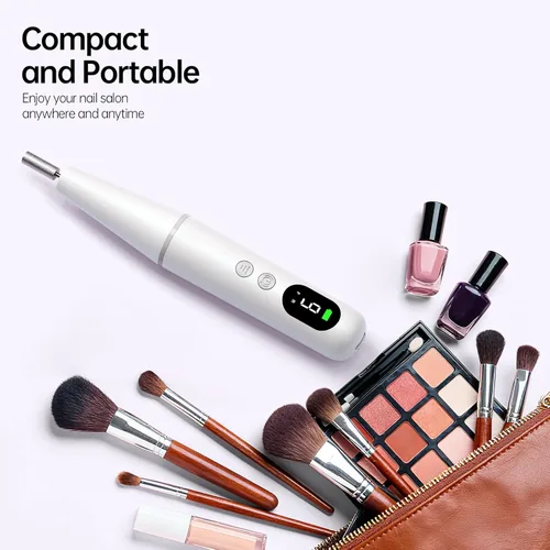 Miniatura 8 de Kit de taladro eléctrico de uñas, lima de uñas eléctrica, máquina de taladro de uñas inalámbrica para uñas de polvo de gel acrílico, manicura Blanco