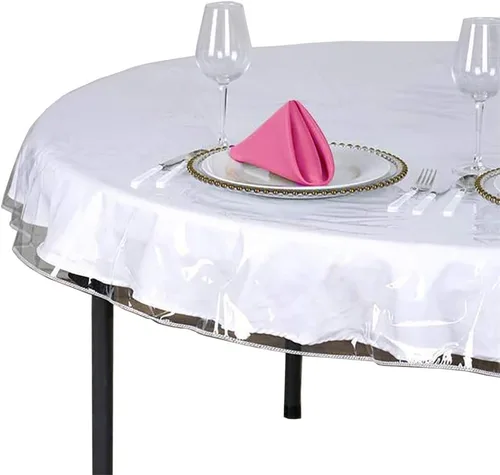 Miniatura 3 de SOFINNI - Protector de mantel de plástico transparente, vinilo para mantel (54x54 pulgadas)
