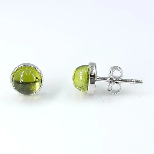 Miniatura 74 de Pendientes naturales de 0.236 in con chapado en oro blanco sobre plata de ley, bisel cabujón de piedras preciosas regalo de joyería para ella