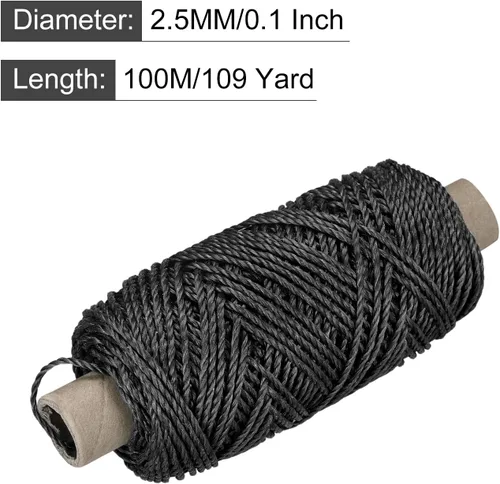 Miniatura 2 de MECCANIXITY Twisted Mason Line - Cuerda de nailon color negro, 328.1 ft/109 yardas, 0.098 in de diámetro para redes, paisajismo, mejoras del hogar
