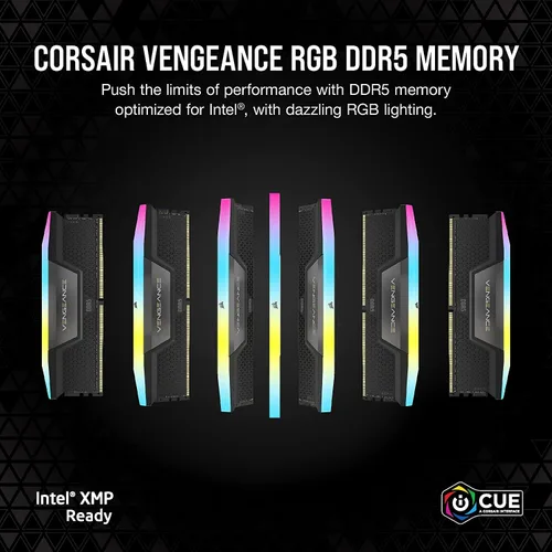 Miniatura 2 de CORSAIR Vengeance RGB DDR5 RAM 64 GB (2 x 32 GB) 6000 MHz CL30 Intel XMP iCUE Memoria de computadora compatible - Negro (CMH64GX5M2B6000C30)