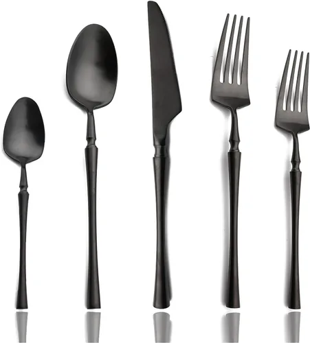 Miniatura 13 de JASHII Silverware - Juego de utensilios de cocina de acero inoxidable 304 de 20 piezas para 4, incluye cucharas, tenedores, cuchillos, acabado mate