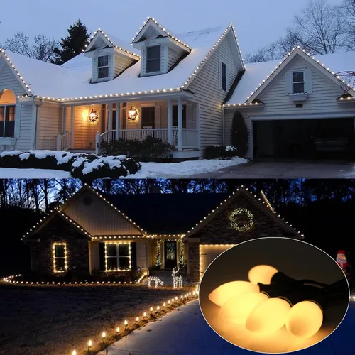 Miniatura 6 de SUNSGNE Bombillas LED C9 de repuesto blancas de Navidad, paquete de 25 bombillas LED de Navidad C9 de plástico para luces de cadena de patio al aire