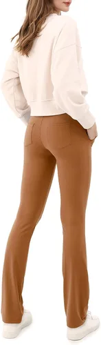 Miniatura 4 de ODODOS Pantalones de yoga de pierna recta para mujer con bolsillos, cintura alta, entrenamiento, gimnasio, casual, oficina, negocios, trabajo