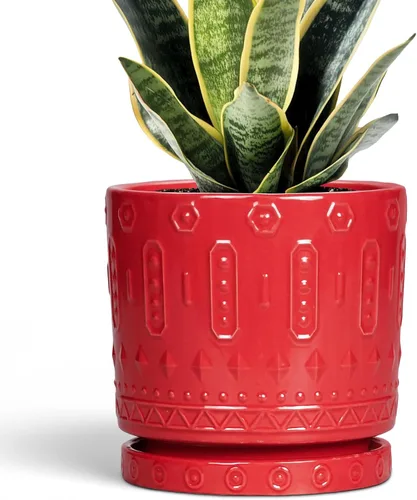 Miniatura 44 de Maceta de Cerámica Eightpot - Maceta de 20 cm para Interior con Agujeros de Drenaje y Platillo, Maceta Redonda para Exterior, Maceta Moderna de Azul