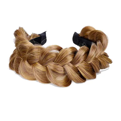 Miniatura 5 de Diadema trenzada de pelo sintético, aro de pelo clásico, grueso, ancho, trenzado, peluca de trenzas esponjosas, accesorio de belleza para mujeres