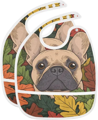 Miniatura 15 de MCHIVER Baberos de bebé para bebé niño y niña, delantal de alimentación impermeable, babero de algodón para comer alimentos, 2 paquetes