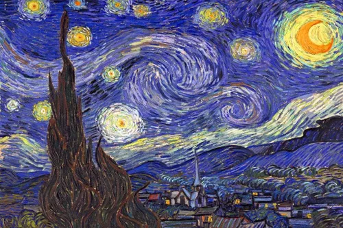 Miniatura 2 de Vincent Van Gogh Laminado La Noche Estrellada Van Gogh Arte de Pared Estilo de Pintura Impresionista Paisaje de Bosque Natural Cielo Nocturno Póster