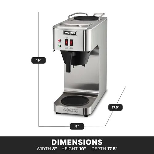 Miniatura 3 de Waring Cafetera comercial Café Deco para verter sobre café, 3 galones por hora, 2 calentadores individuales, se adapta a decantadores grandes de 64
