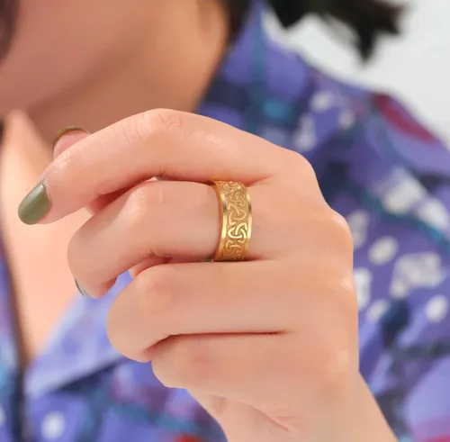 Miniatura 2 de Anillo de nudo de trinidad celta, nudo de brujas, nudo triquetra irlandés, anillo de acero inoxidable nórdico vikingo, joyería para hombres y mujeres