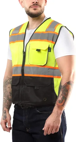 Miniatura 4 de Kolossus Chaleco de seguridad de alta visibilidad Bolsillos delanteros Cinta reflectante naranja plateado para hombres y mujeres Clase 2