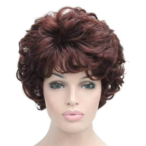 Miniatura 22 de Lydell Pelucas cortas y onduladas de 6 pulgadas, cabello sintético completo, estilo clásico (12TT26 marrón claro con reflejos)