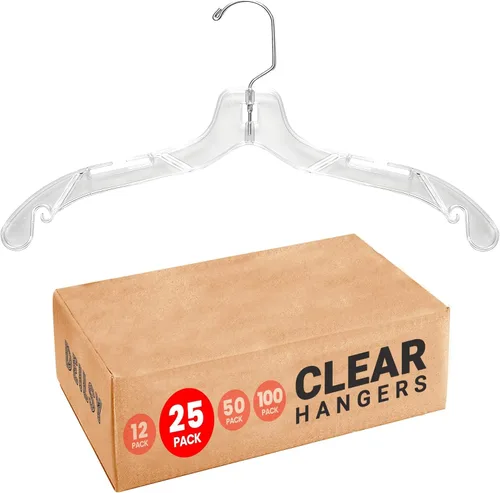 Miniatura 10 de DEILSY™ Perchas de plástico transparente, paquete de 12 perchas duraderas para la organización del armario, colgador de plástico esencial para ropa