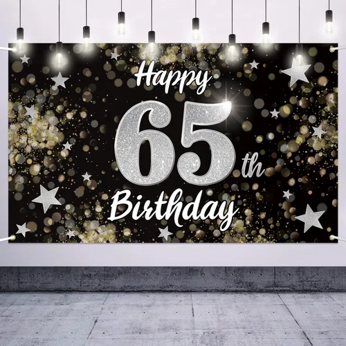 Miniatura 39 de Decoración de feliz cumpleaños 37, cartel grande de fondo de cumpleaños de 37 años con estrella de ensueño negro y plateado – Decoración de fiesta