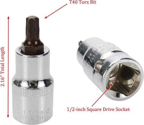 Miniatura 2 de Juego de llaves hexagonales de 1/2" y T40 Torx de 2.16 pulgadas de longitud, 2 piezas Broca Torx
