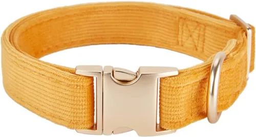 Miniatura 9 de Collar suave para perro con hebilla de metal, ajustable, duradero, cómodo, de pana de algodón, para perros medianos, collares de terciopelo