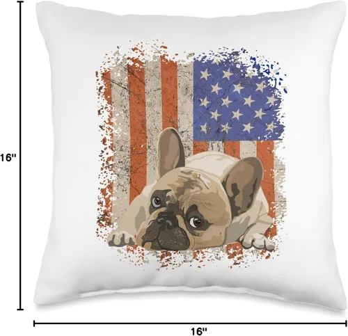 Miniatura 4 de The French Bulldog Patriot Co. Almohada patriótica con diseño de bulldog francés con bandera estadounidense, 16 x 16 pulgadas, multicolor